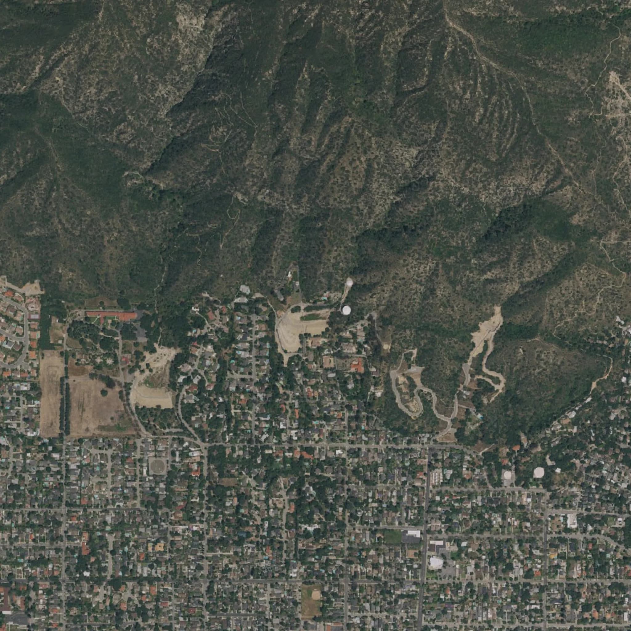 Aerial imagery around the Auburn debris basin, Sierra Madre, CA