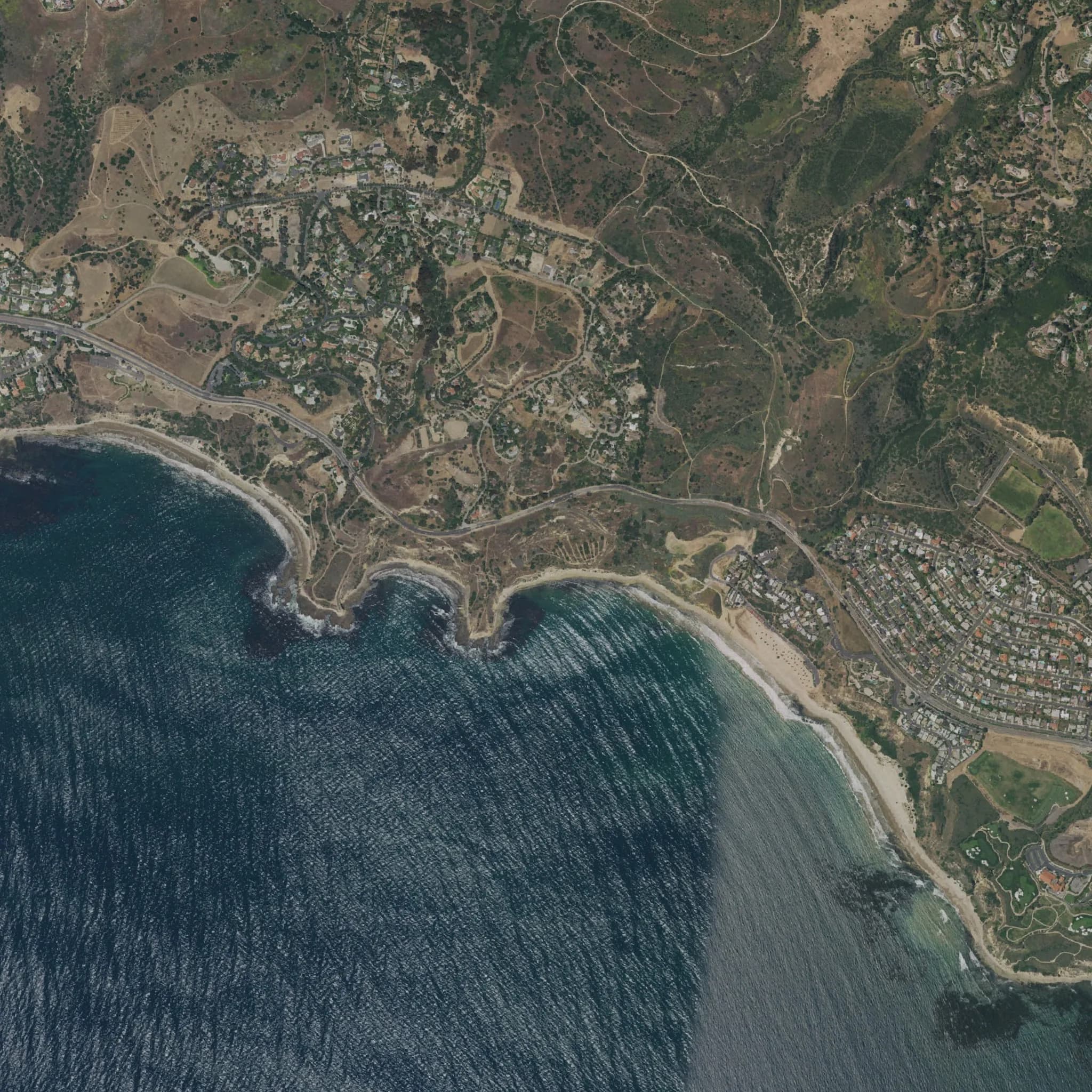 Aerial imagery around the Portuguese Bend landslide, Rancho Palos Verdes, CA