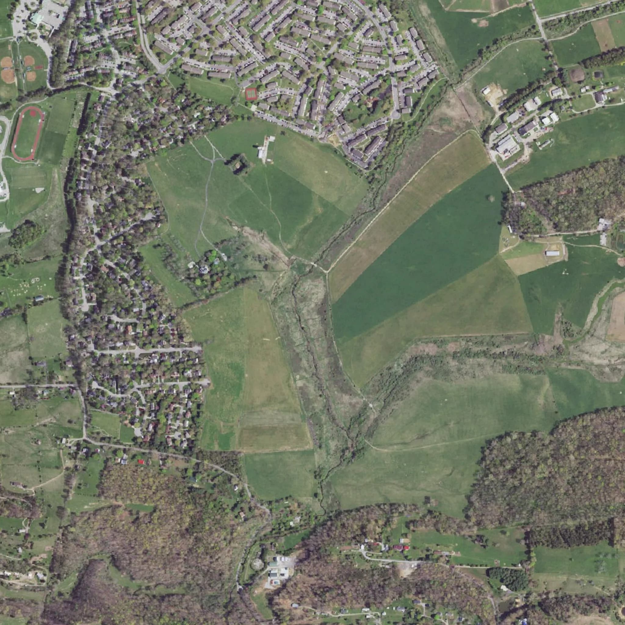 Aerial imagery around the Stroubles Creek stream corridor, Blacksburg, VA