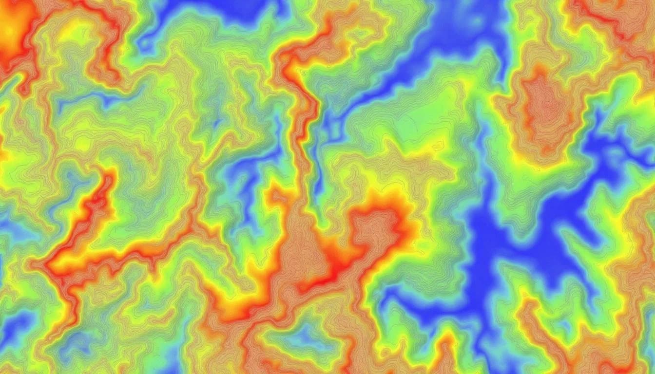 Digital elevation model heatmap showing micro-topography variations across a farm field