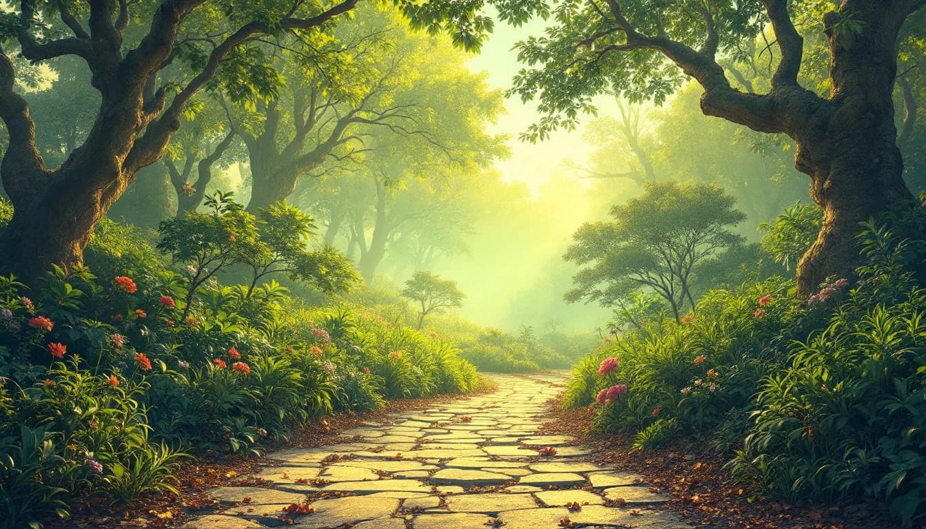 Aerial view of a watershed valley with converging streams and terraced agricultural fields