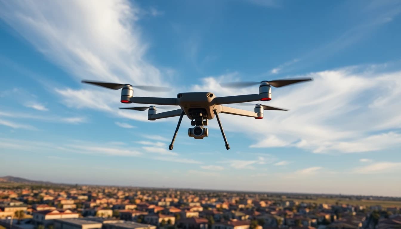 Drone capturing aerial photographs