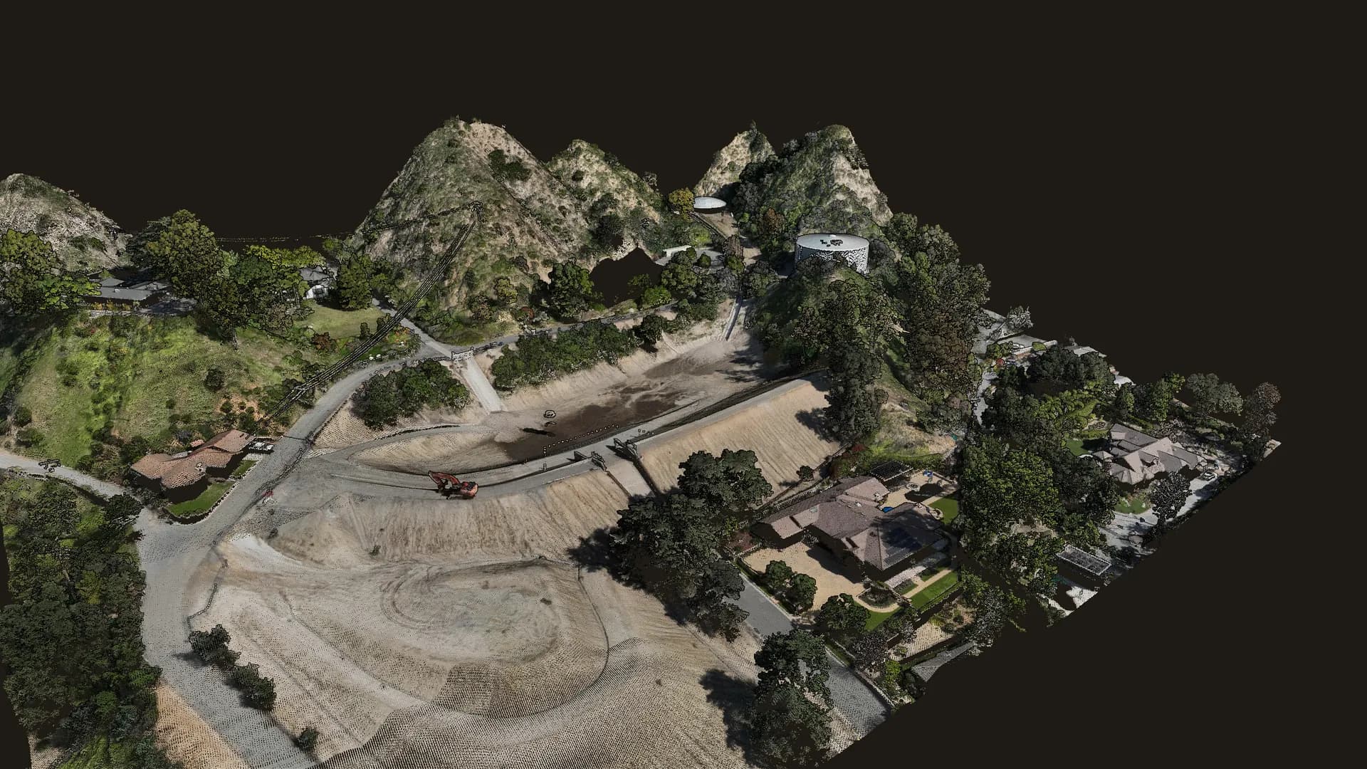 Colorized drone LiDAR point cloud of the Auburn debris basin in Sierra Madre, California